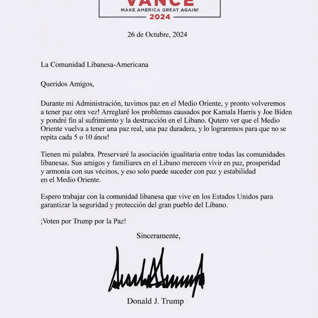 Carta del Presidente Donald J. Trump