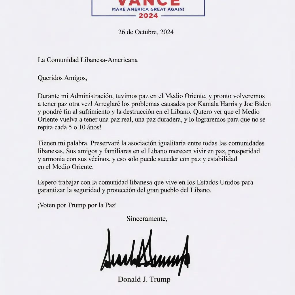 Carta del Presidente Donald J. Trump